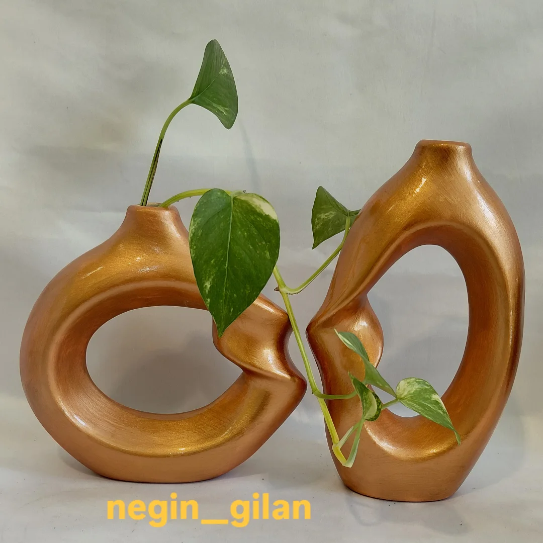 گلدان دوقلو سرامیکی کنار هم