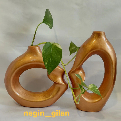 گلدان دوقلو سرامیکی کنار هم