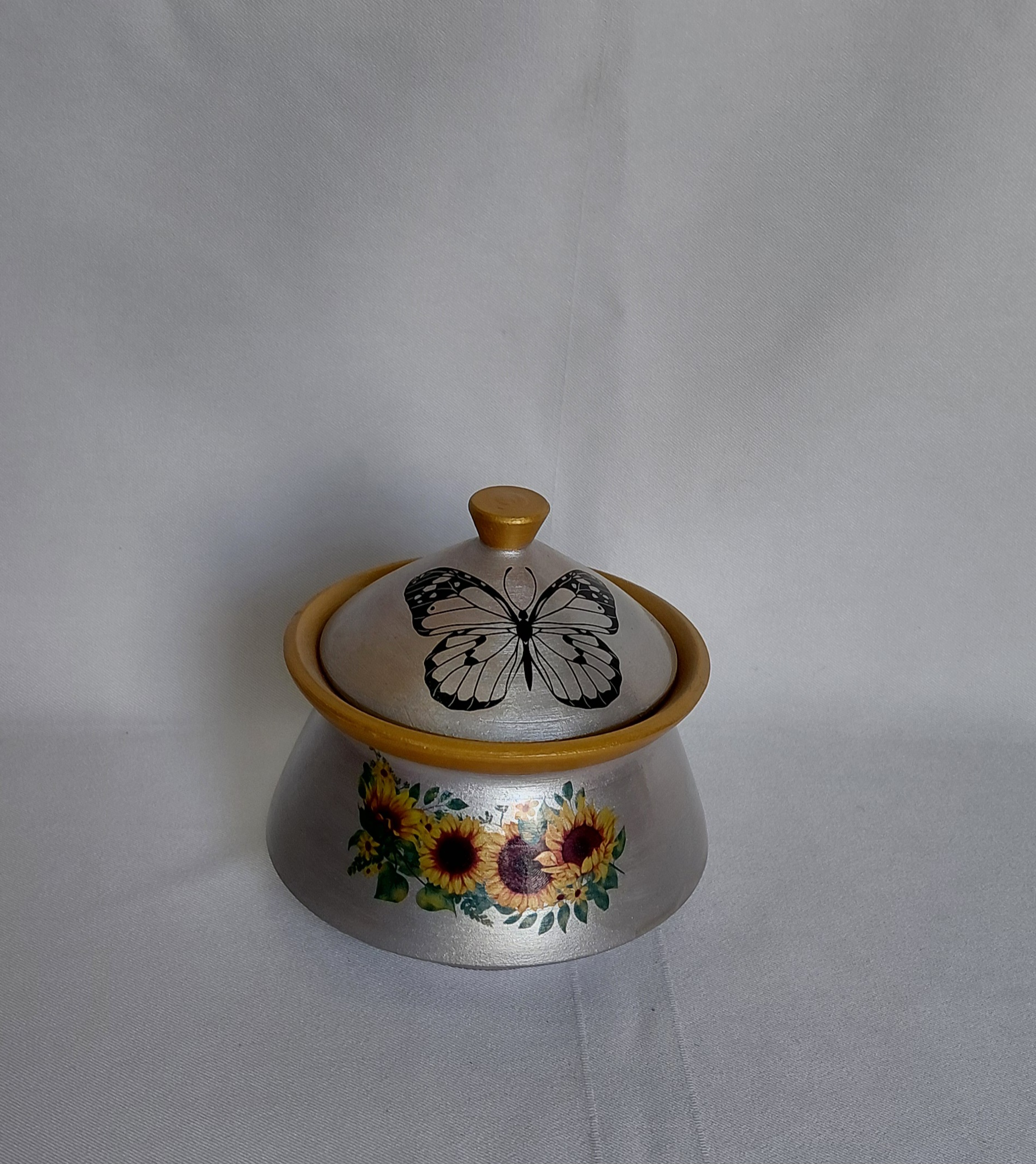 قندان سفالی ترنسفر نقره ای