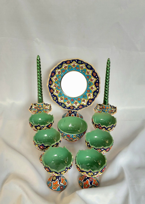 ست ۱۰ تیکه هفت سین مینا کاری
