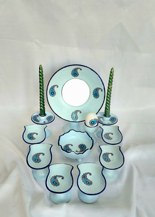 هفت سین سفالی طرح ترنسفر ترمه