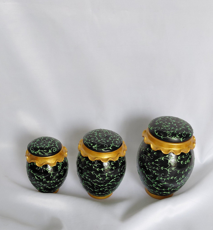 پا سماوری ۳ تیکه سفالی طرح برجسته شاخه باغ بهشت