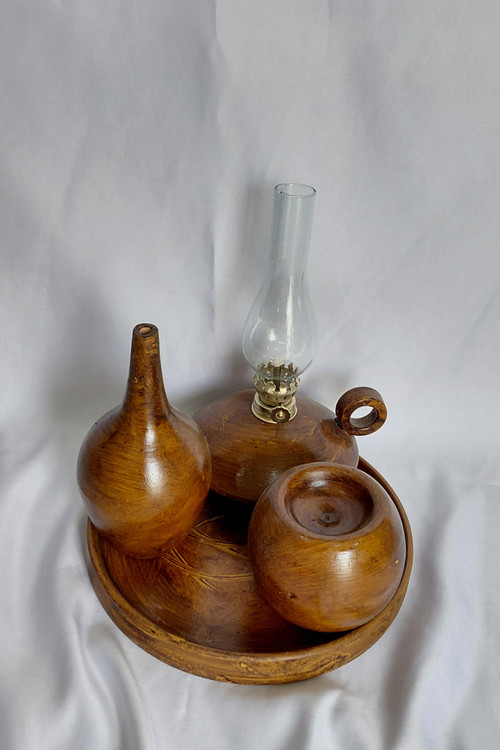 ست سینی سفالی طرح چوب