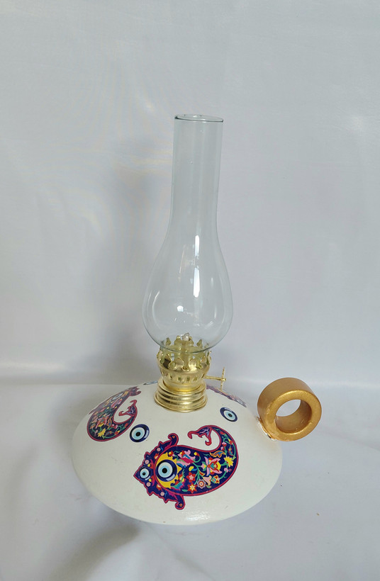 چراغ عدسی سفالی طرح چوب