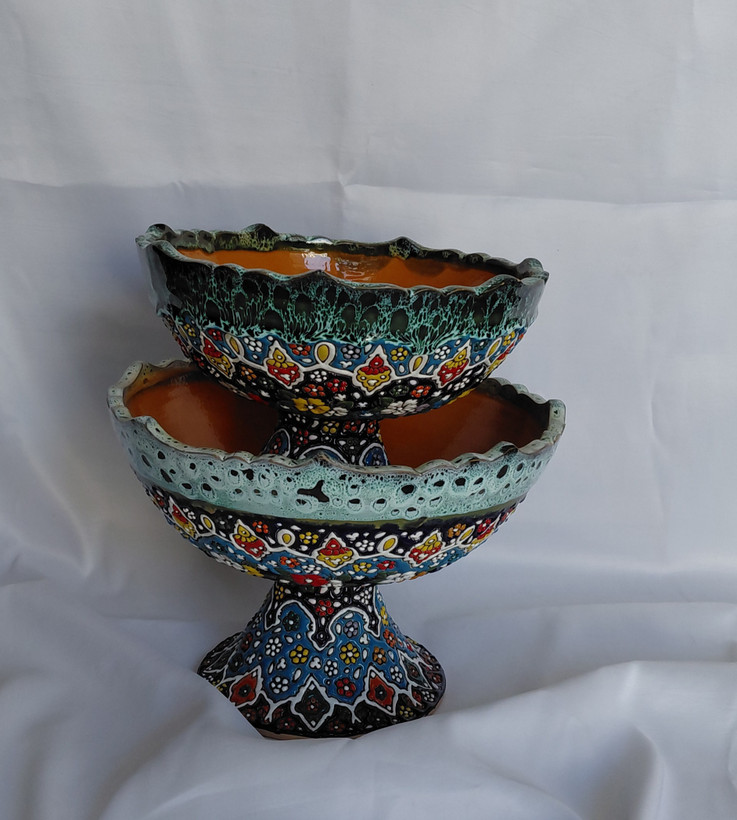 میوه خوری میناکاری ۲ تایی لبه اشکی