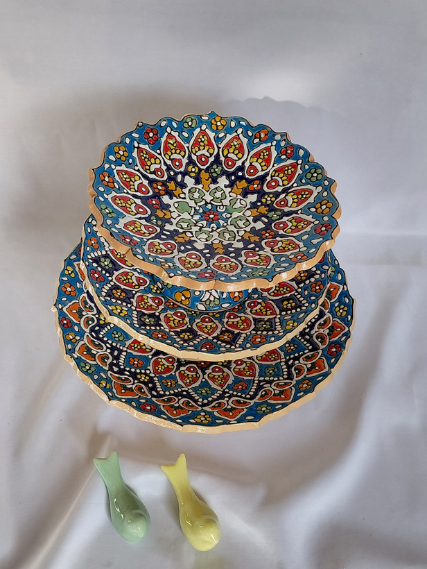 شیرینی خوری ۳ تیکه میناکاری تک پایه