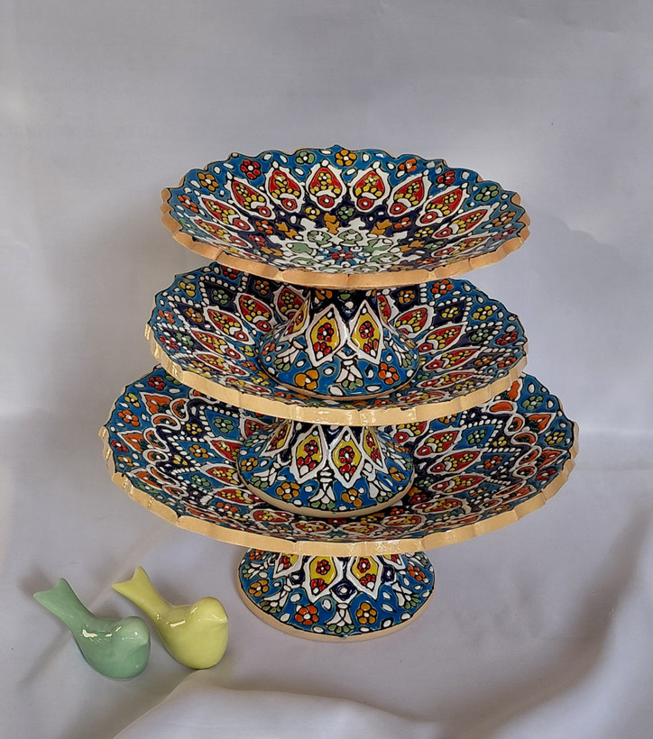 شیرینی خوری ۳ تیکه میناکاری تک پایه