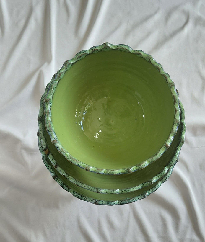 میوه خوری ۳ تیکه میناکاری سفالی