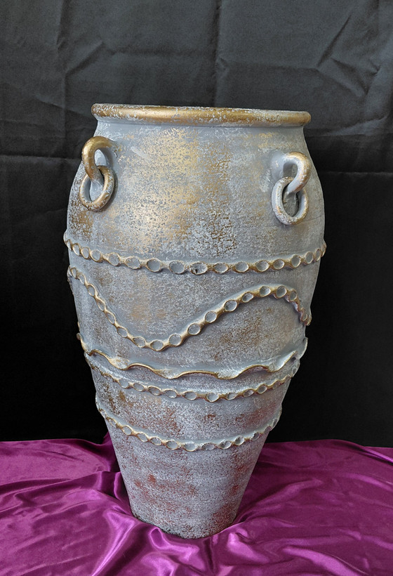 گلدان پتینه ۷۰ سانتی سفالی