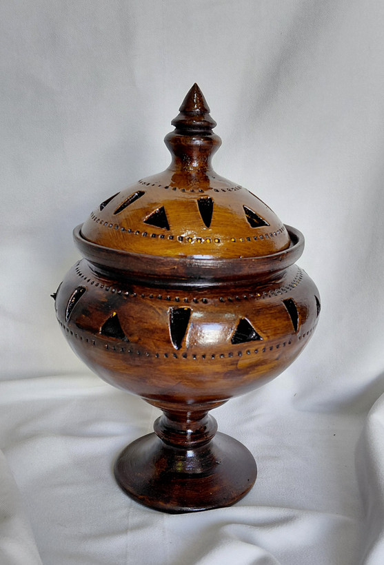 شکلات خوری پایه دار سفالی طرح چوب