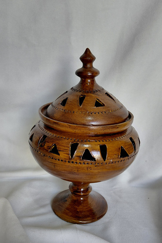 شکلات خوری پایه دار سفالی طرح چوب