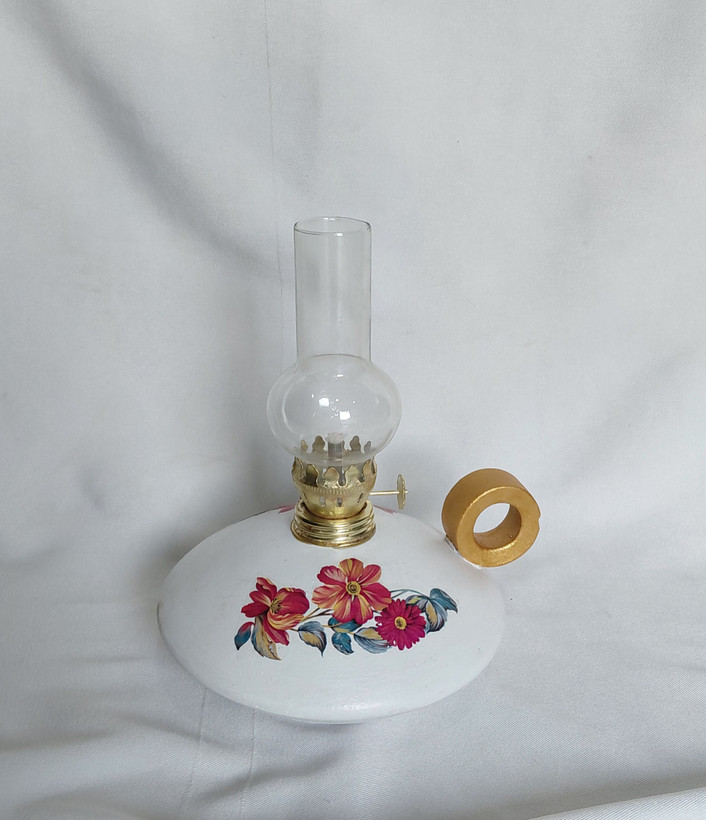 چراغ عدسی سفالی طرح چوب