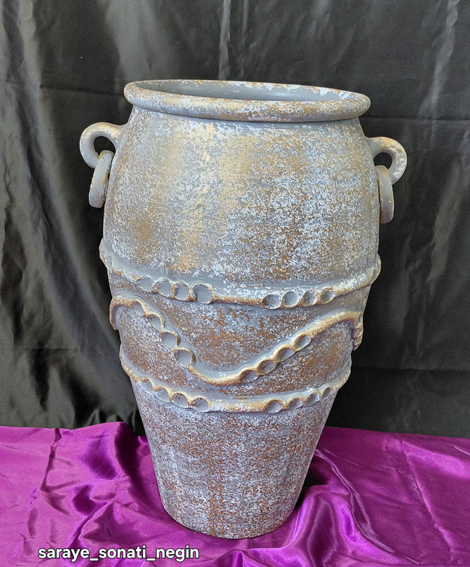 گلدان پتینه ۵۰ سانتی سفالی